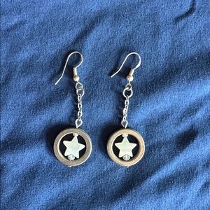 Star Dangle Earrings with Silver Accents